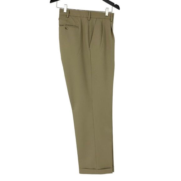 Mens Van Heusen Traveler Pants Polyester Cuffed Plated Khaki NWOT 38 x 32 3688 - Picture 1 of 9